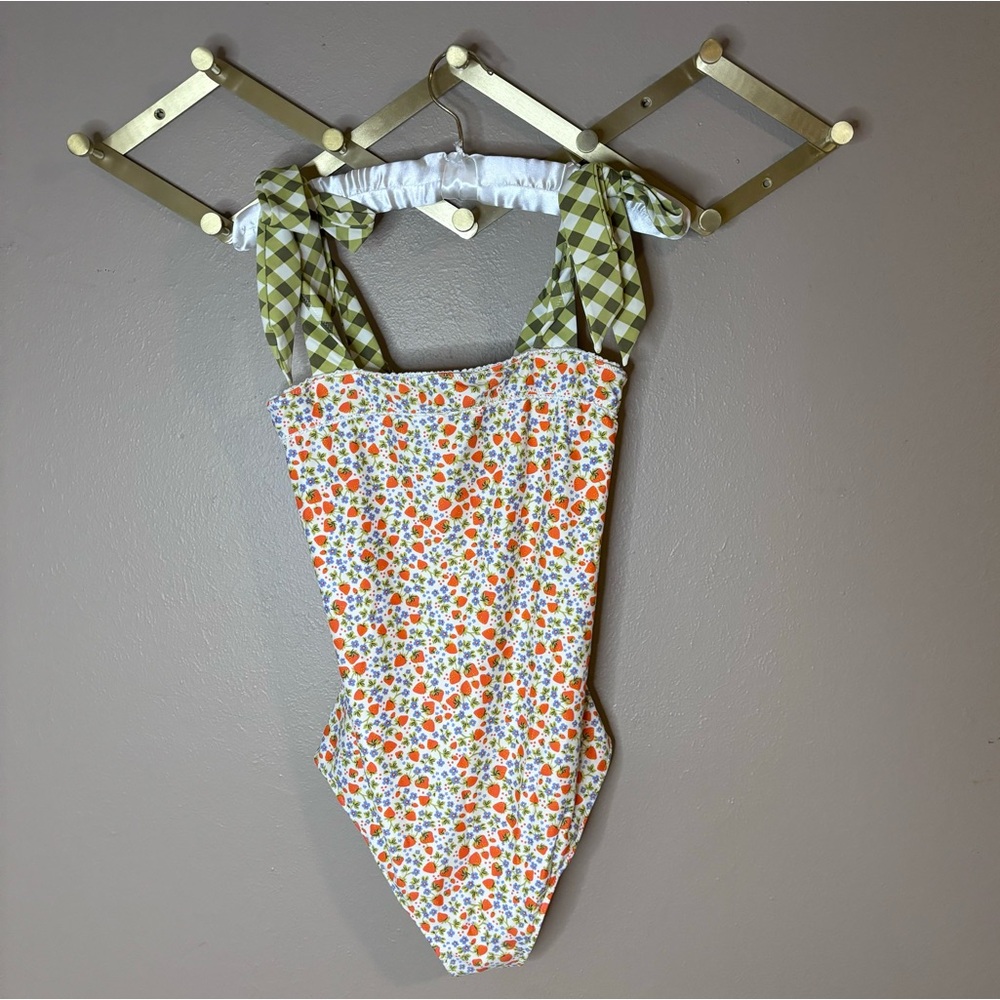 Aerie Strawberry Picnic Bow One Peice Swimsuit